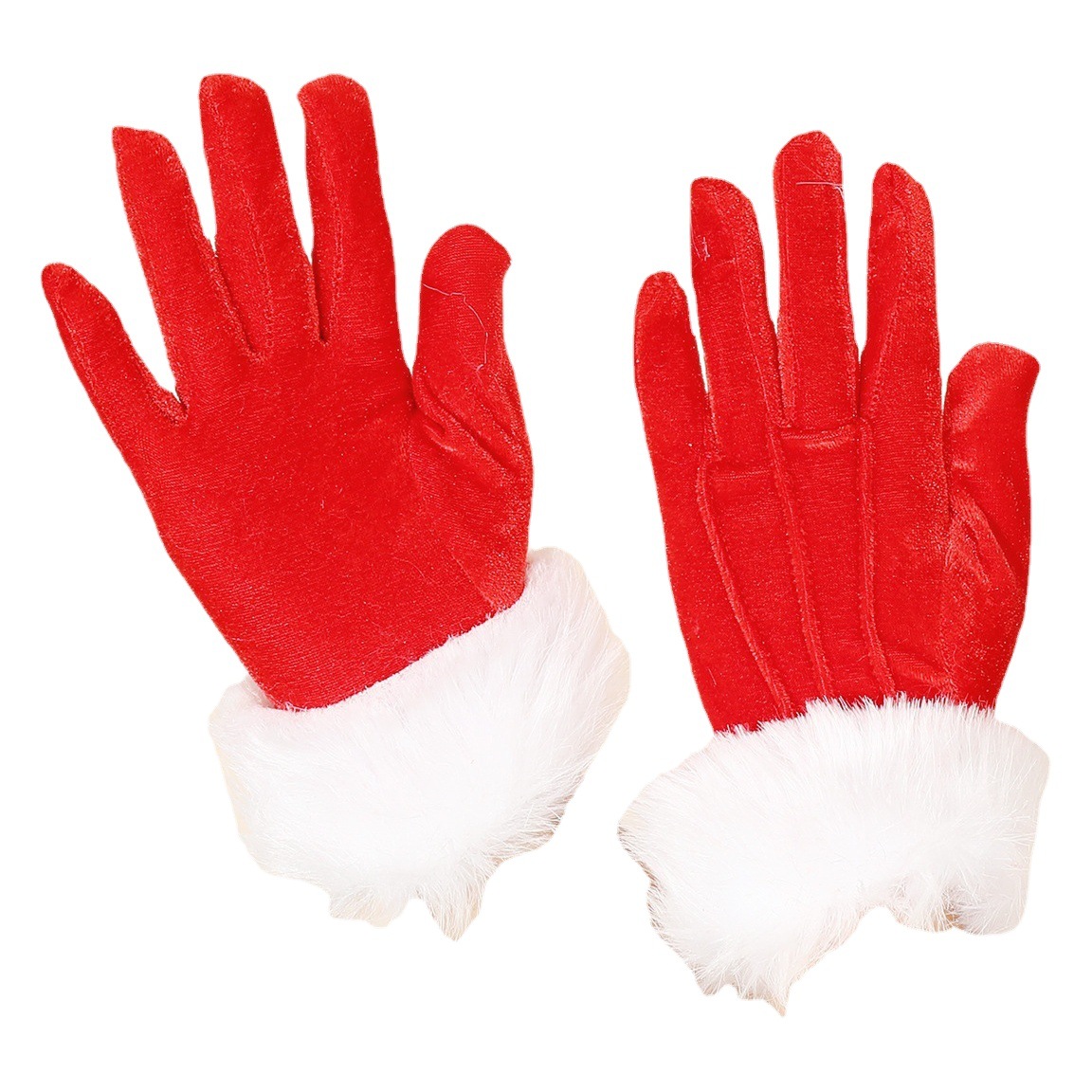 Cross-border Christmas party decoration short gold velvet with white wool mouth red gloves clothing accessories wholesale