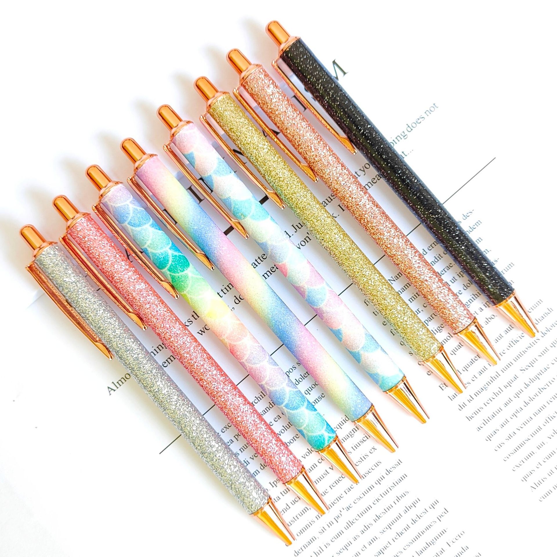 Press ball pen spot wholesale gold pink press pen creative rainbow PU foreskin gift advertising