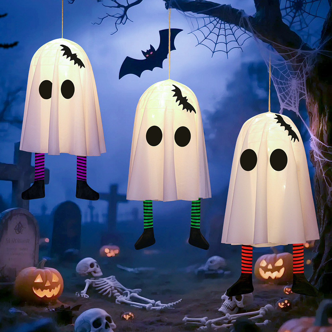 New Halloween Ghost Hanging Ghost Led Light String Pendant Horror Atmosphere Outdoor Hanging Tree Decoration Arrangement Pendant