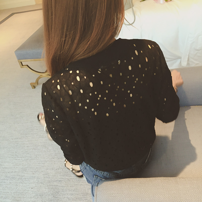 Picture of 2021 Summer New Korean-style Thin Long-sleeved Lace Sunscreen Clothing Women's Short Zipper Baseball Coat