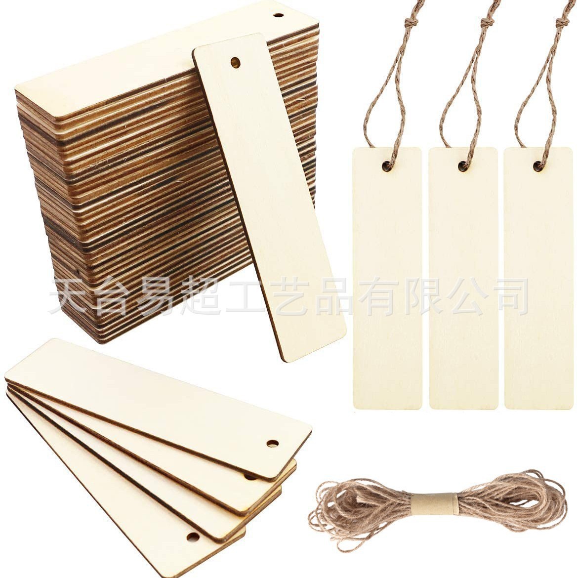 Picture of Wooden DIY Blank Signage Kidsren's Painted Creative Engraving Bookmark Wishing Sign Wooden Crafts Hanging Sign