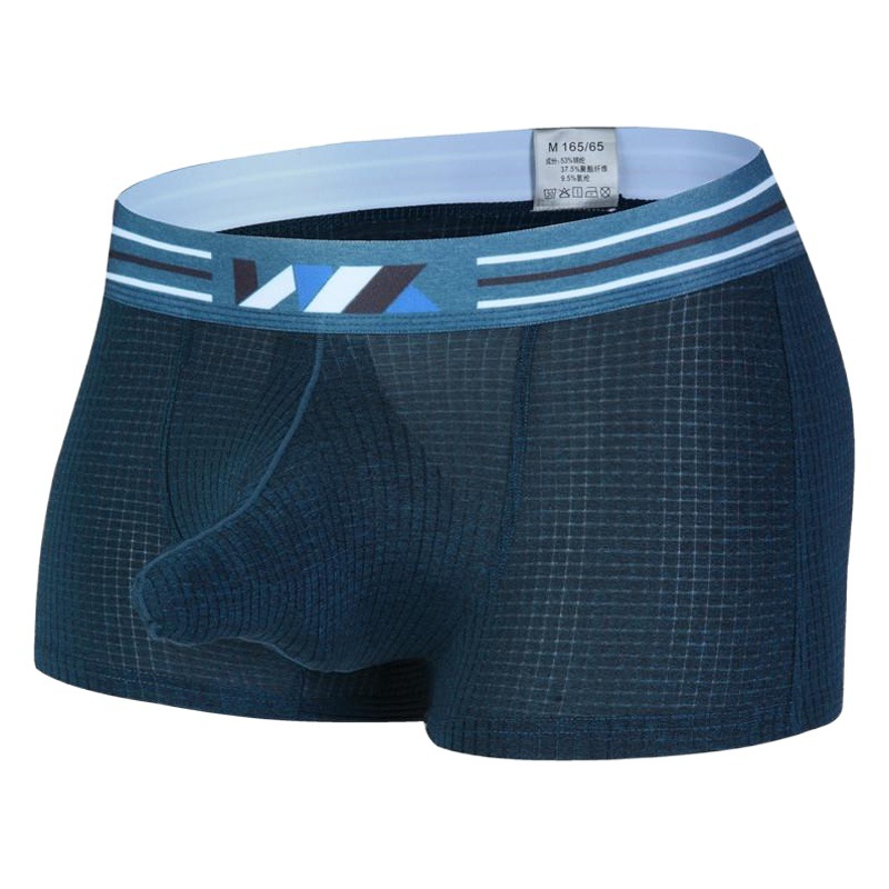 Men's Ice Silk Boxer Briefs with U-Shaped Bulge, Pure Cotton Crotch, Detachable Jj Pouch, Trendy Breathable and Comfortable for Young Men