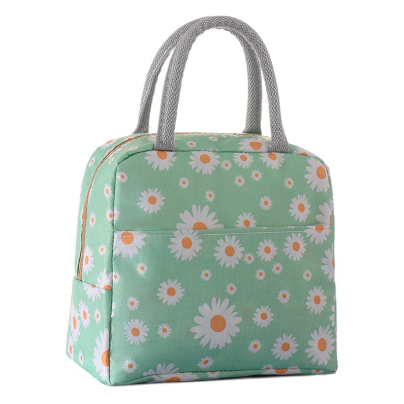 Korean Style Fresh Daisy Printed Portable Lunch Box Bag Multifunctional Insulation Bag Outdoor Cold Ice Bag Fashion Lunch Bag