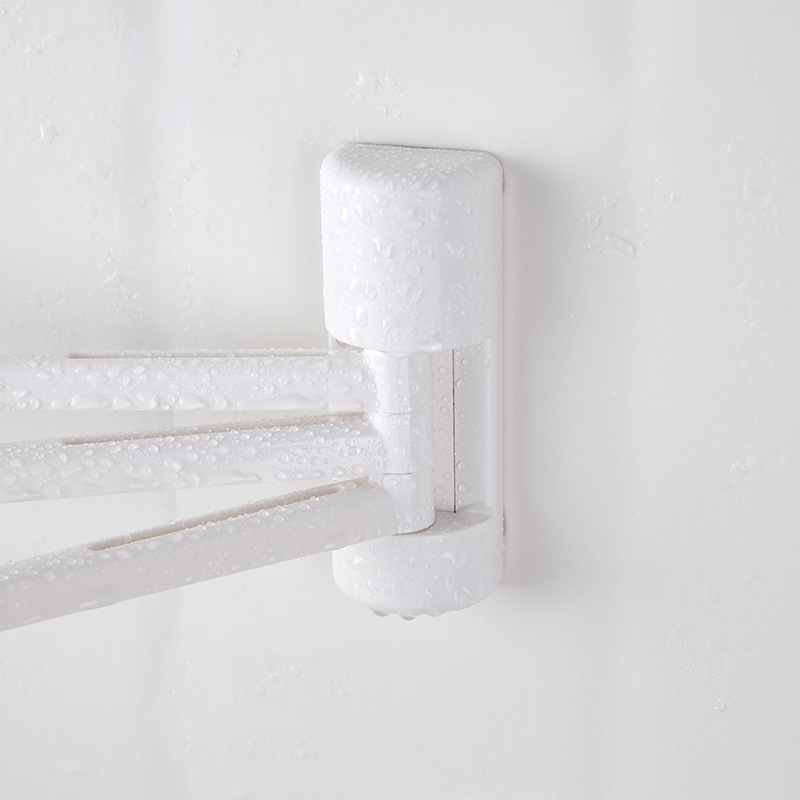 Picture of Japanese Bathroom Towel Hanger Three-Pole Rotating Towel Crossbar Rack Kitchen Rag Hanging Rod Handkerchief Rack White Hanger