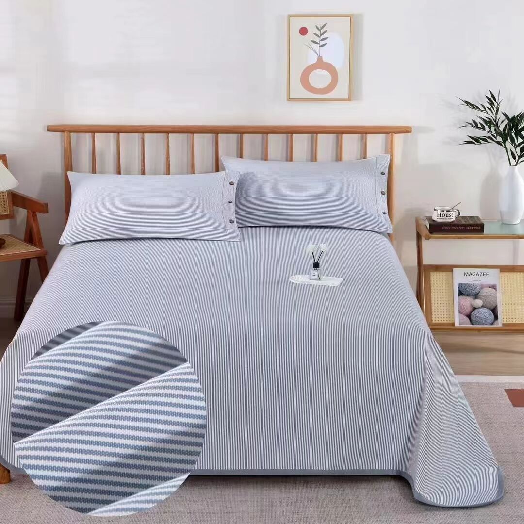 Picture of Summer Pure Cotton Coarse Cloth Cooling Mat Bed Sheet Three-Piece Set Kang Sheet Coarse Cloth Single Piece Linen Quilt Kang Sheet Houndstooth Pattern