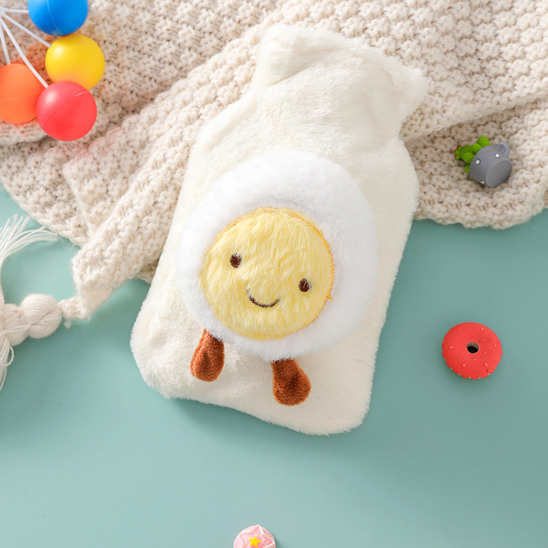 Picture of Rabbit Fur Hand Warmer Bag Filled with Water Hot Water Bottle Cartoon Plush Hand Warmer Hand Warmer Removable and Washable Hot Water Bag Thickeneded Explosion-Proof
