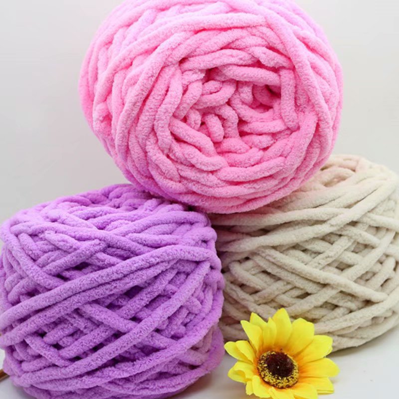 Two or two ice threads self-woven scarf wool thick thread ball cushion hand-woven diy crochet shoes blanket polyester brocade yarn roll