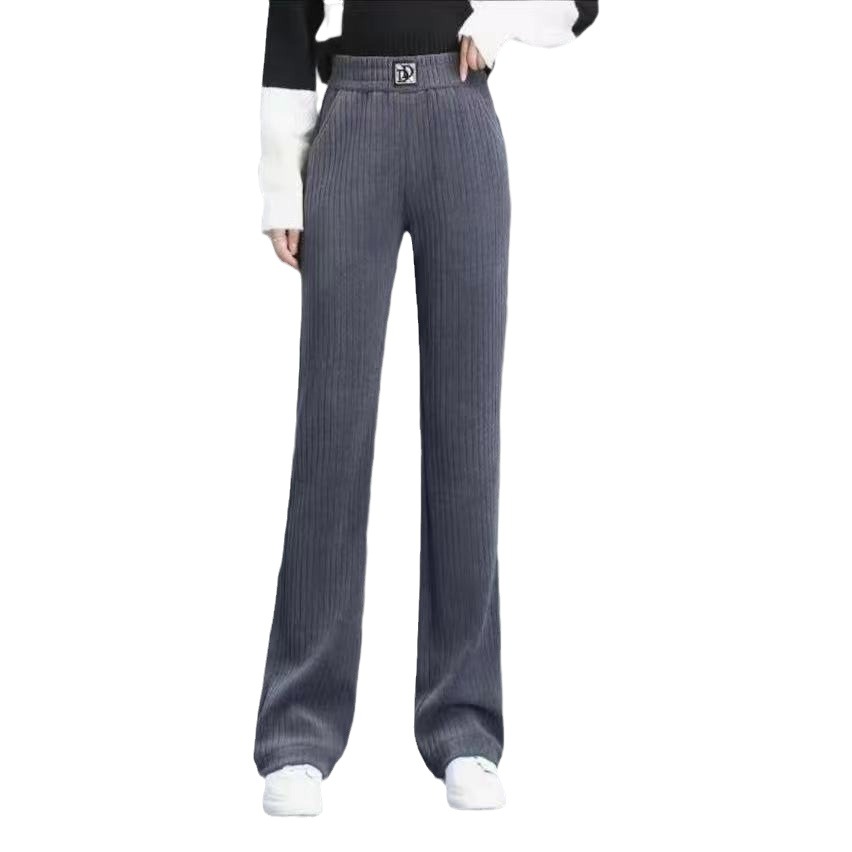 Chenille Wide-leg Pants Autumn and Winter New High Waist Loose Slimming Narrow Version Explosions All-match Straight Pants Women's Pants