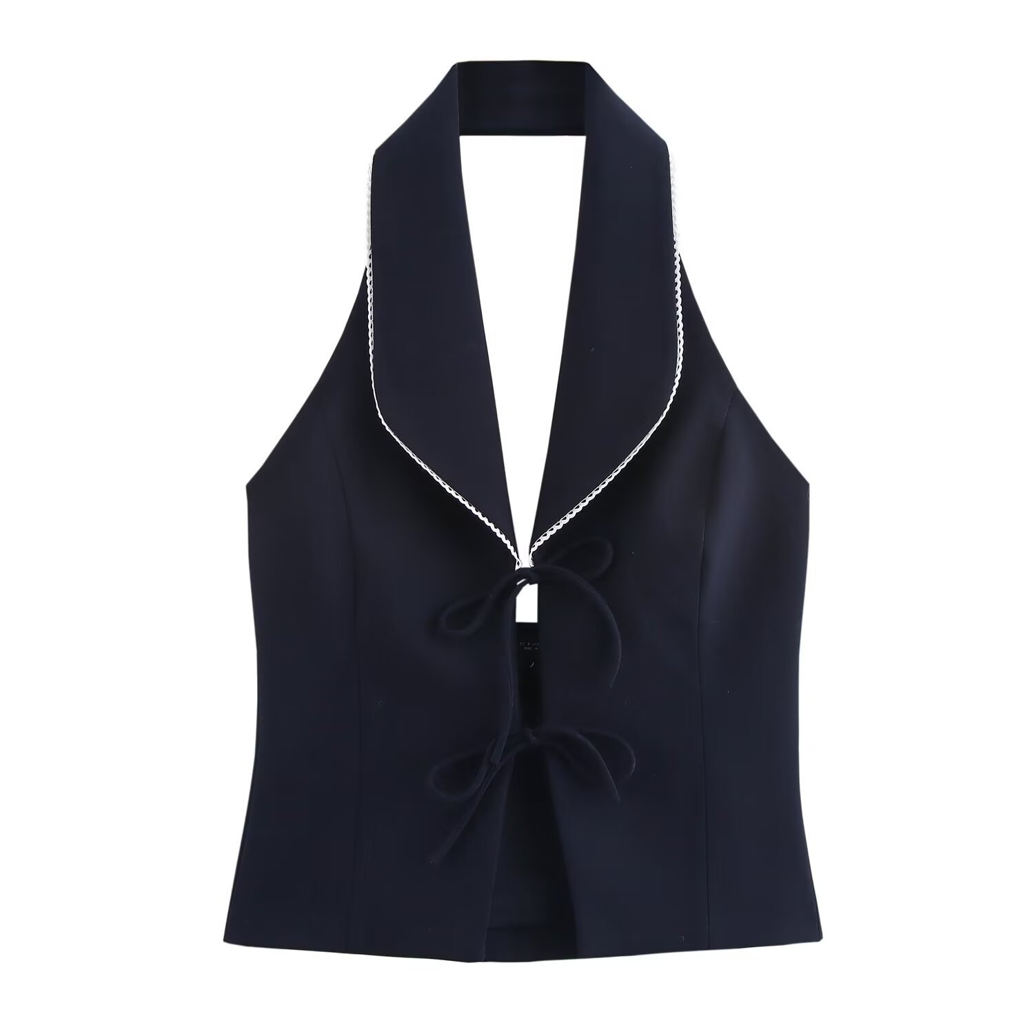 SAW AliExpress Independent Station Women's Wear European and American Fashion Bow Stitching Collar Top 2119550