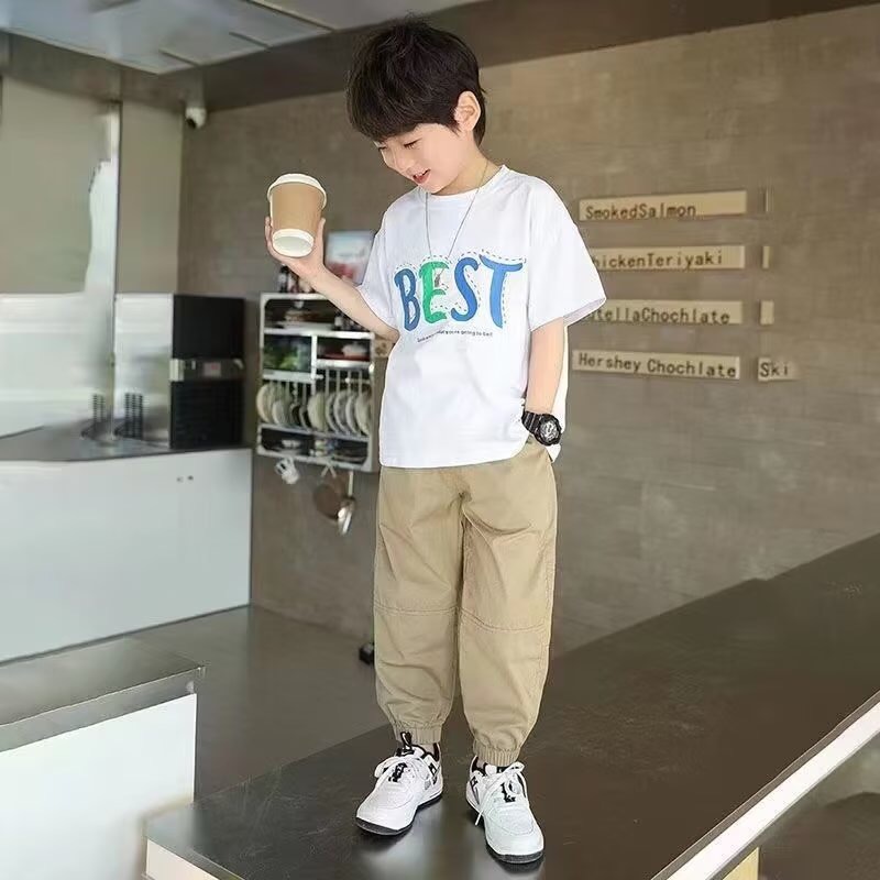 Boys' Summer Thin Pants 2023 New Boys Handsome Covers Mid-Big Kids Casual Western Style Anti-mosquito Pants