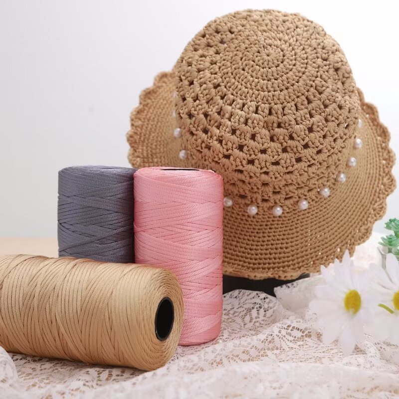 Mercerized cotton linen ice silk thread summer handmade braid diy summer cool hat seat cushion half jin pack knitting flat belt thread wholesale