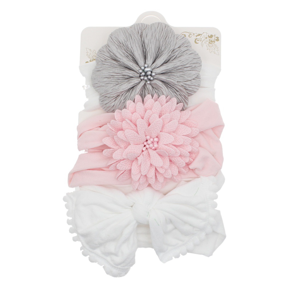 European and American Baby Nylon Hairband Three-Piece Set Baby High Elastic Hair Band Headband Princess Tiara Hair Accessories Photography Props