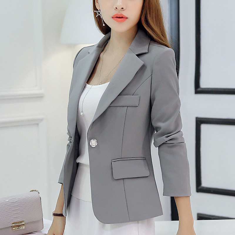 Picture of Spring 2025 New Slim-fit Jacket Solid Color Short Long Sleeve Slim Korean Style Small Suit Women