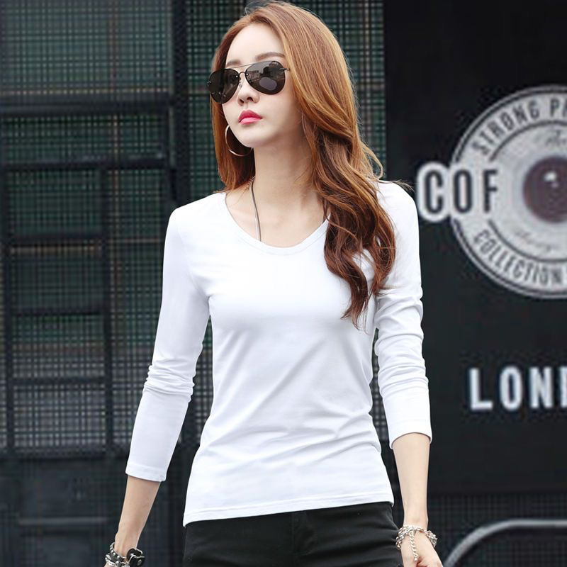 Picture of Spring and Autumn Round Neck Base Shirt for Women 2025 New Solid Color Thin Long-Sleeve T-Shirt Slim Fit Versatile Plus Size Autumn Top for Women