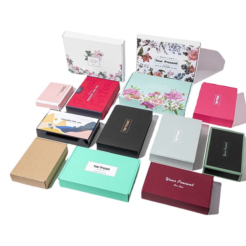 Color flying machine box wholesale special hard clothing jewelry packing box express box square folding carton small size in stock