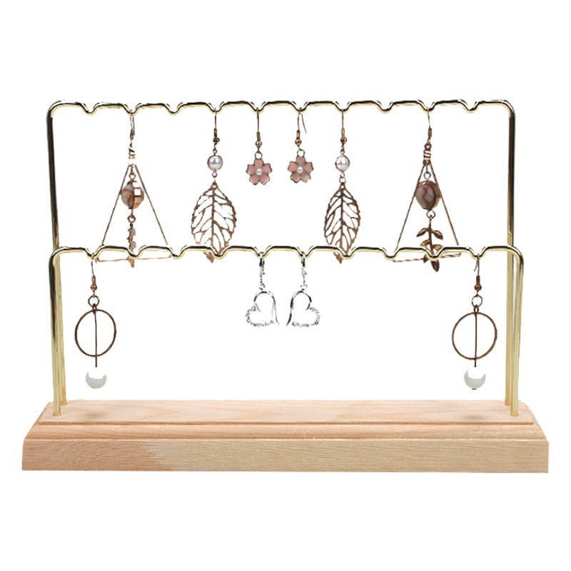 Pine Wood Electroplated Metal Earrings Ear Jewelry Display Rack Earrings Jewelry Display Rack Shooting Props Window Ornaments