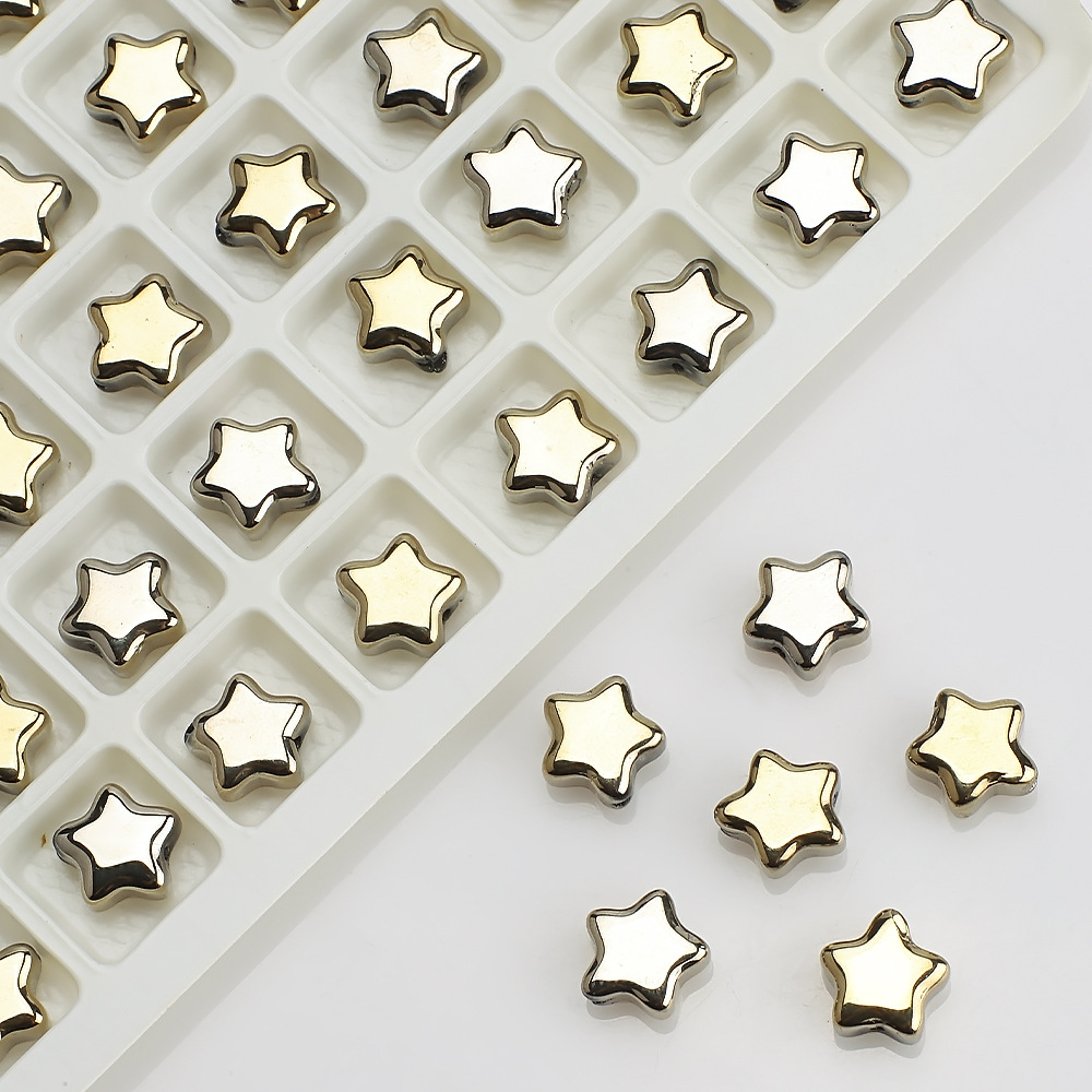 Picture of Five-Pointed Star Accessories 8mm Glass Beads Crystal Pendant DIY Hair Accessories Necklace Earrings Bracelet Beading Material Accessories