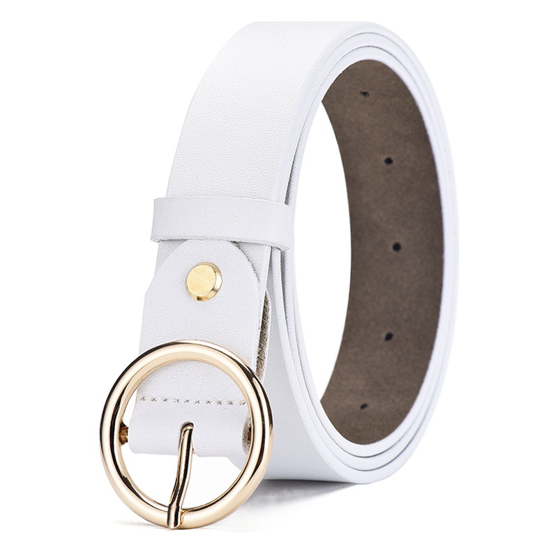 New Classic Retro Fashion All-match Leather Belt Women's Bare Painted Round Buckle Belt Youth Men's Belt