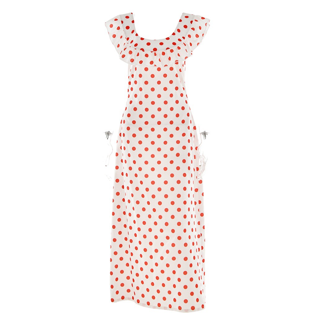 European and American Women's Clothing Spring and Summer New Wave Dot Printed A- Line Skirt Sexy Tight Waist Ruffled Sling dress