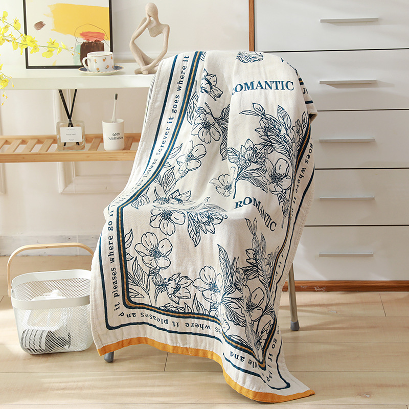 Picture of Wholesale Colored Cotton Four-Layer Gauze Bath Towel Absorbent Adult Couple Household Bath Towel Four Seasons Cartoon Cotton Bath Towel