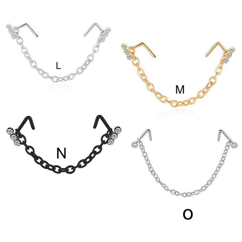 Picture of Stainless steel nose ring nose nail nose chain Amazon new nose chain puncture jewelry nose chain