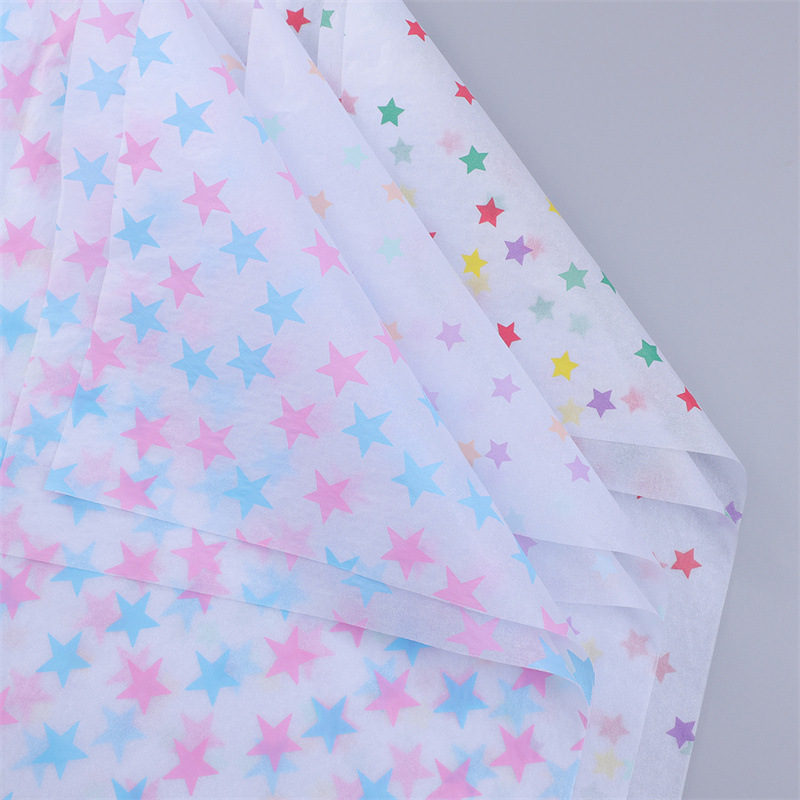 50 * 66cm 10 Bagged Star Printed Origami Tissue Paper Clothing Red Wine Flowers Gift Wrapping Paper