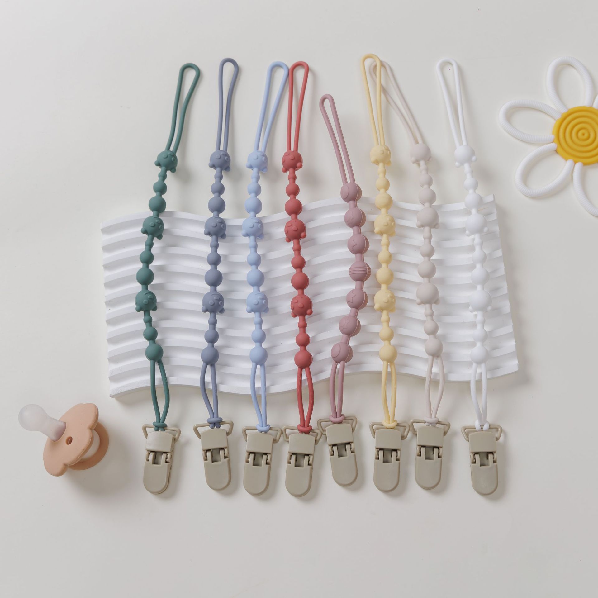 2025 New Bear Silicone Pacifier Chain Cross-border Explosions Baby Anti-drop Chain Original Children's Plastic Clip