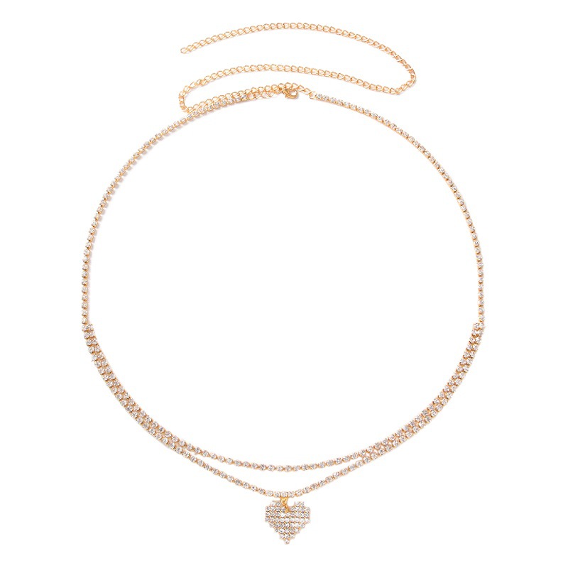 Cross-border Hot-selling Jewelry Fashion Simple Love Diamond Waist Decoration European and American Nightclub Sexy All-match Body Chain Waist Chain Women