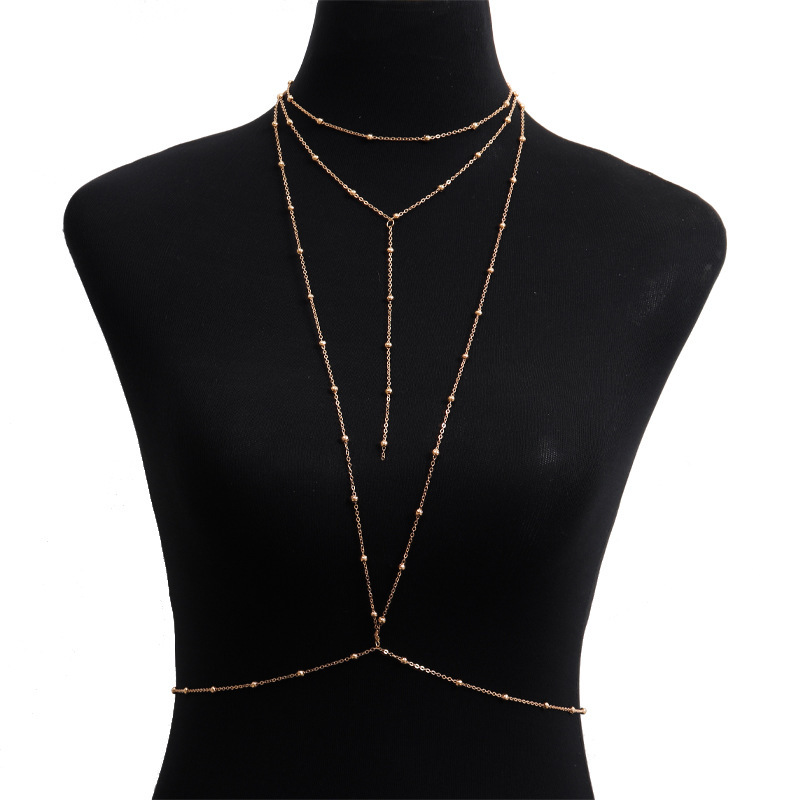 European and American Cross-border Hot Body Chain Sexy Fashion Summer Water Drop Multi-layer Cross Women's Body Chain Necklace One