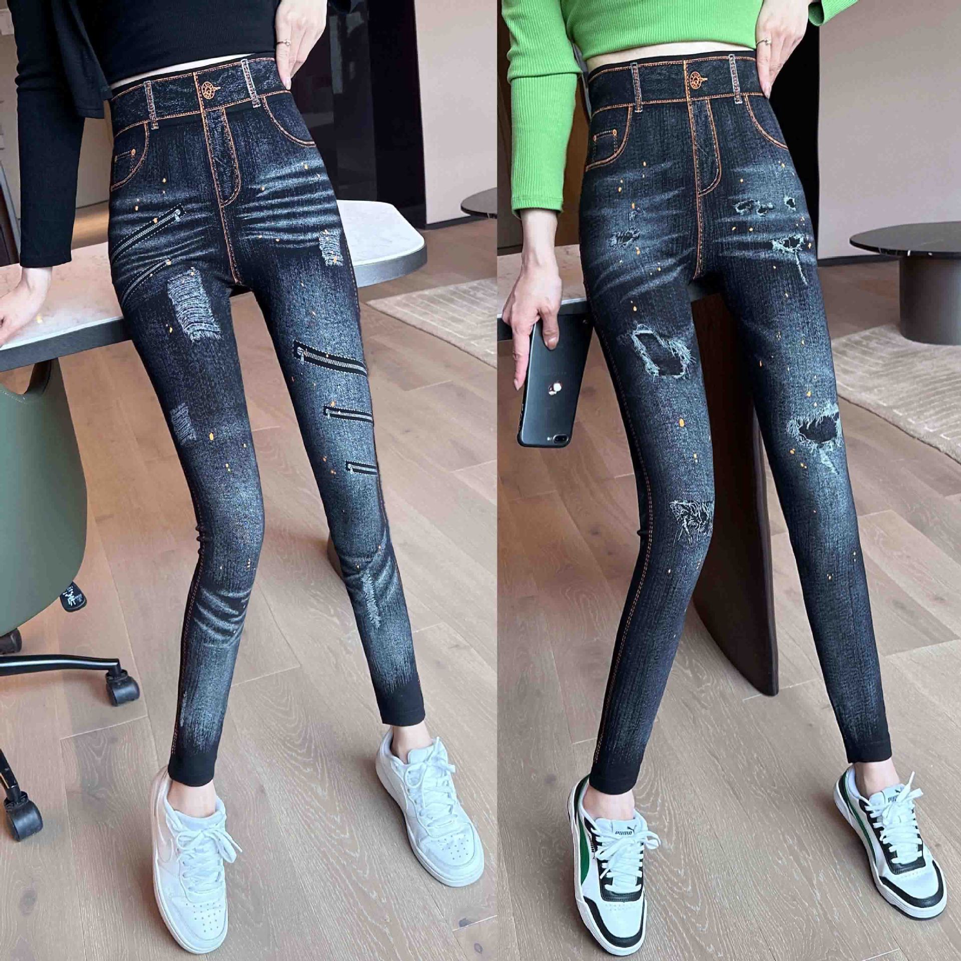 Picture of Spring and Autumn New Modal High Elastic Leggings High Waist Hip Breathable Ankle Pencil Pants Women's Outer Wear Fitness Pants