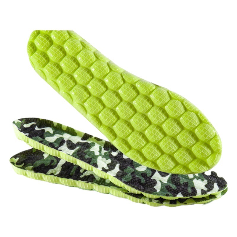 Poop feeling Wormwood Sports military training insole for women thickened shock-absorbing breathable sweat-absorbing camouflage soft bottom latex popcorn for men