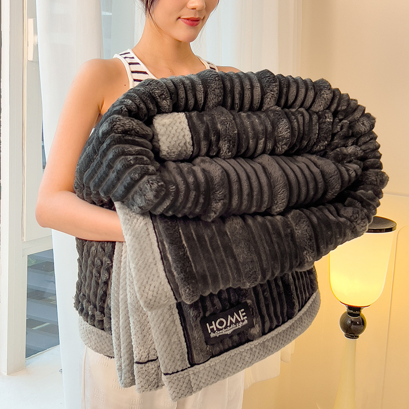 Picture of Rabbit velvet blanket thickened office nap blanket is air-conditioned sofa coral velvet lunch break shawl small blanket wholesale