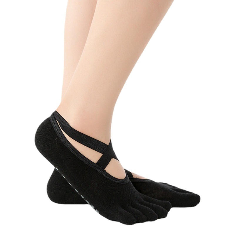 Cross-border Sports Yoga Cross-belt Five-finger Socks Dance Dispensing Full Finger Indoor Non-slip Professional Women's Cotton Socks