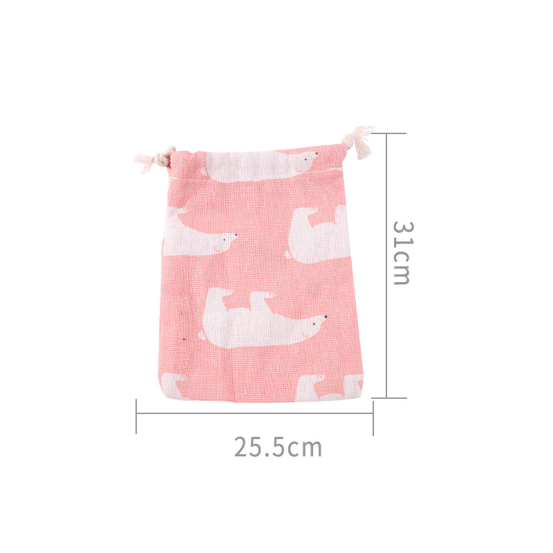 Picture of Printed cotton drawstring bag small bag home travel sundries storage bag Christmas gift packaging bag in stock