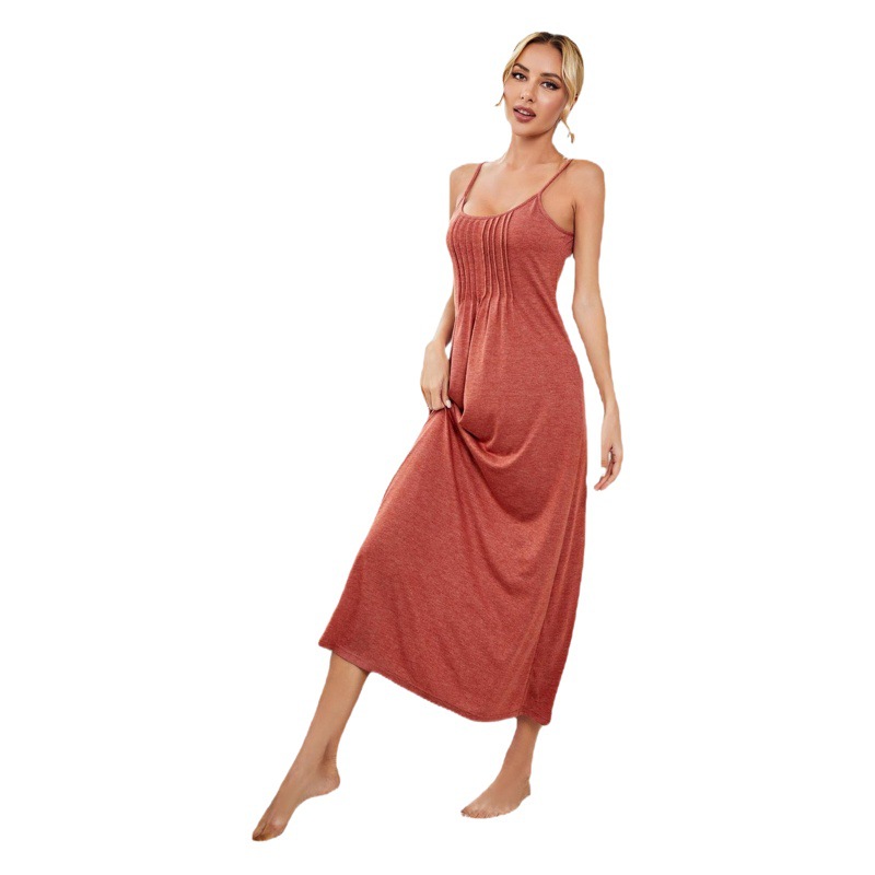 Cross-Border Amazon European and American Style Suspender Nightgown for Women Summer Sexy Casual Long Pajamas for Women Galaжама