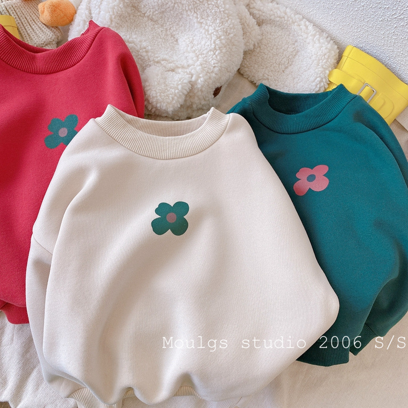 Children's sweater fleece-lined thickened one-piece velvet Korean children's clothing children's 2022 autumn and winter new girls boys