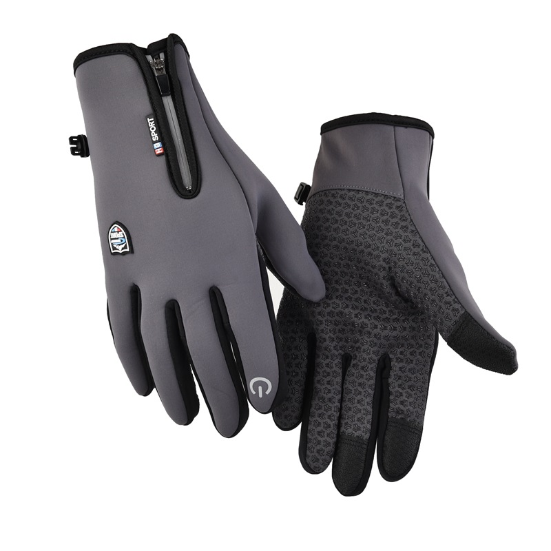 Picture of Reflective Zipper Gloves Waterproof Fleece-Lined Thickeneding Warm Windproof Men and Women Cycling Driving Tram Skiing Outdoor Autumn and Winter