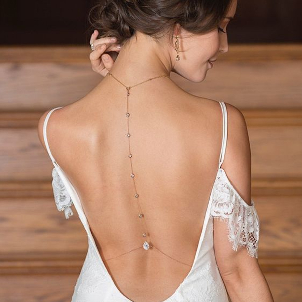 Picture of European and American Fashion Cross-border Banquet Style Gorgeous Light Luxury Diamond Water Drop Body Chain Simple Sexy Bride Wedding Accessories