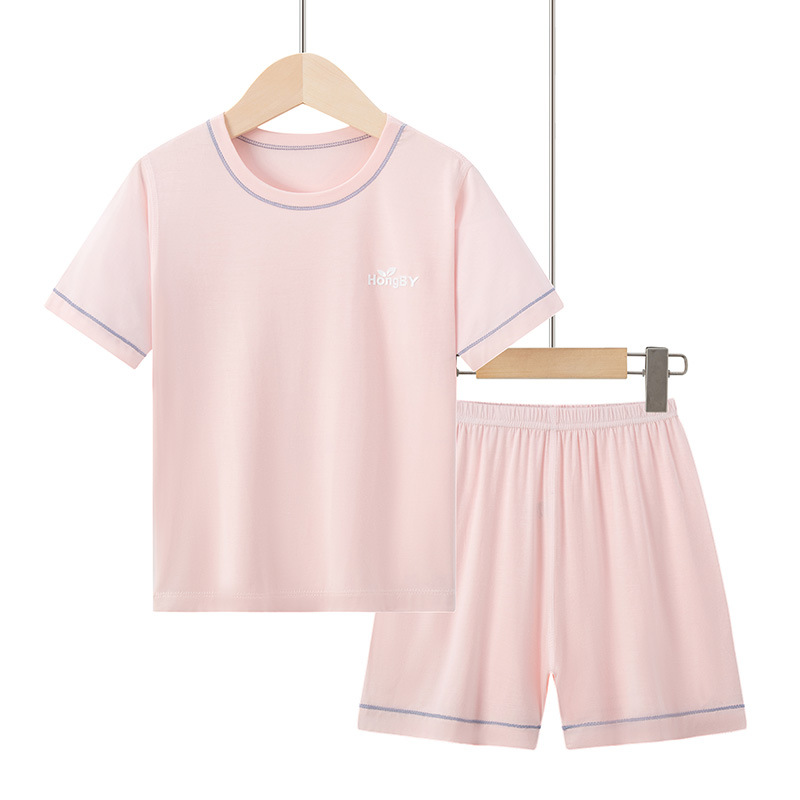 Picture of Summer Boys' Short-sleeved Shorts Modal Children's Pajamas Girls' Parent-child Home Clothes suit Children's Air-conditioning Clothes