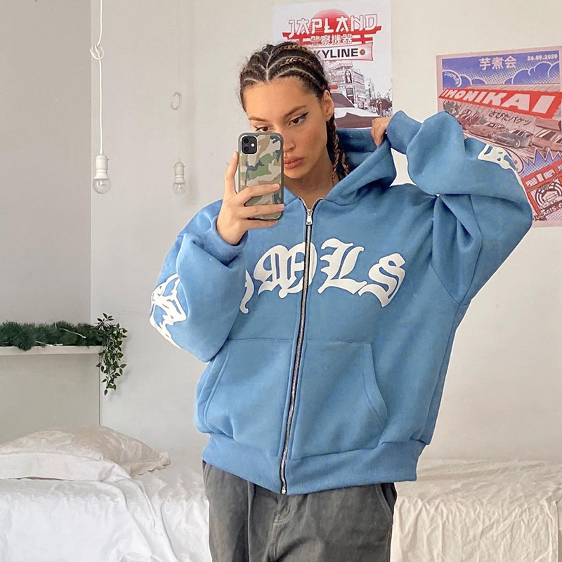 Picture of 2023 Europe and the United States cross-border AliExpress new ladies street hoodie foam zipper Europe and the United States hooded sweater