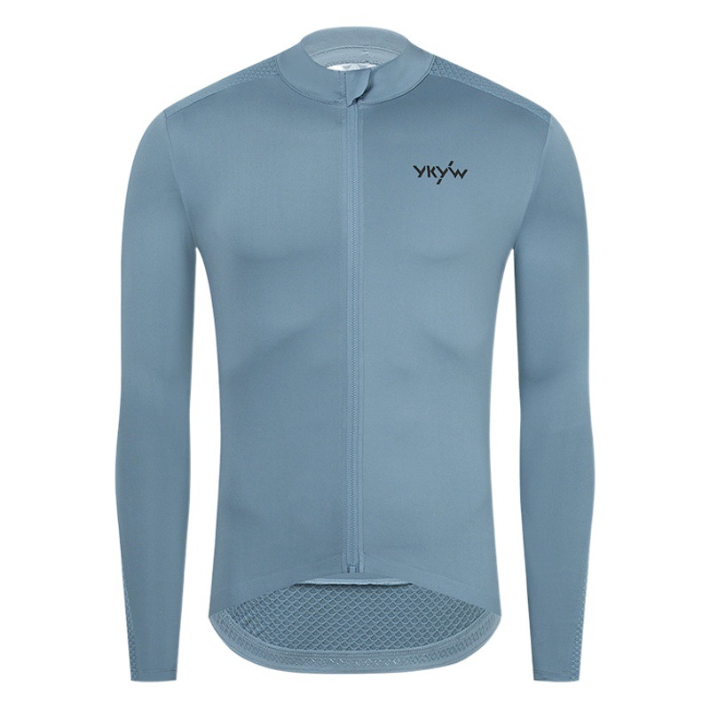 YKYWBIKE Cross-border Spring and Summer Hot Sale New Men's Long-sleeved Breathable Sweat-wicking Cycling Sports Solid Color Bicycle Clothes