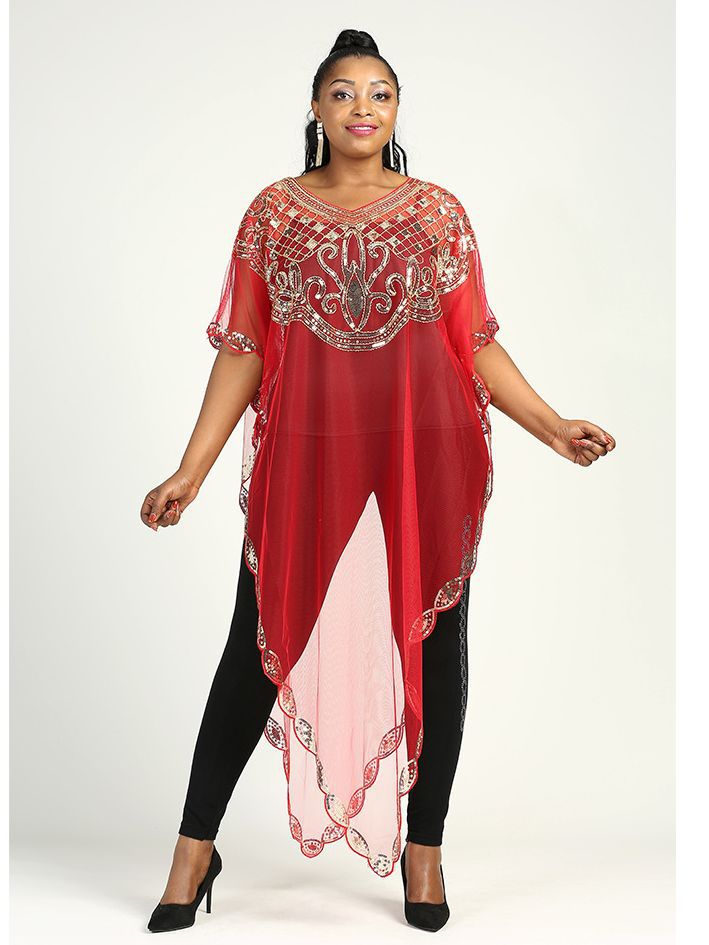 Foreign Trade Summer V-Neck Korean Style Solid Color Urban Casual Pullover Batwing Sleeve Loose Fit European and American Style Shawl European and American Style