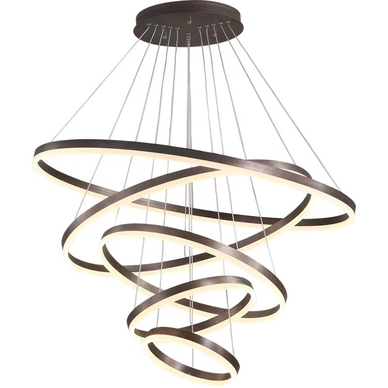 Modern Simple led Living Room Light Light Luxury Nordic Ring Dining Room Bedroom Bar Counter Duplex Building Villa Chandelier
