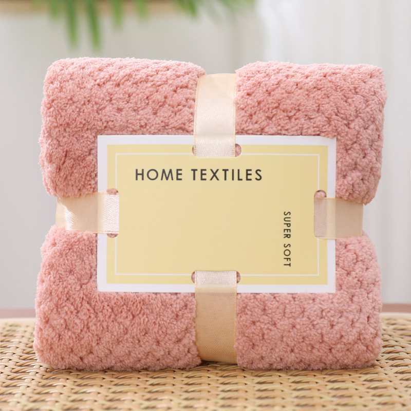 Picture of Wedding gift coral fleece absorbent towel 35*75 tie card wine red joy square towel hand gift