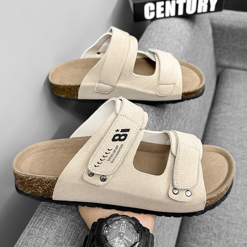 Slippers Men's Summer New Outdoor Wear Wear-resistant Beach Shoes Men's Birkenbean Cork Outdoor Driving Dual-use Sandals and Slippers