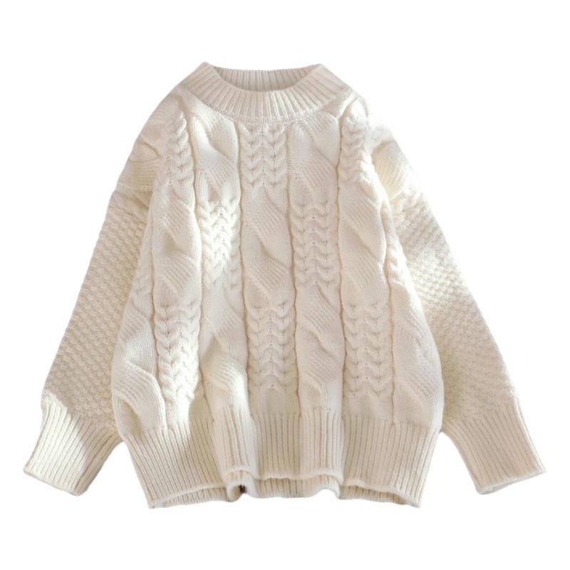 Women's sweater pullover thickened autumn and winter New loose lazy twist top bottoming sweater
