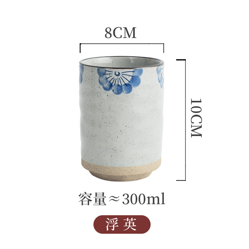 Picture of Japanese Style Creative Ceramic Vintage Tea Cup Sushi Cup Stoneware Straight Body Cup Stoneware Water Cup for Household Restaurant