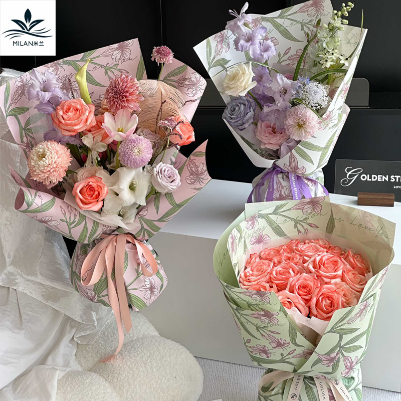 Tanabata Valentine's Day Flower Fragrance Wild Fenghua Art Paper Floriculture Flower Wrapping Paper Waterproof Oil Painting Wrapping Paper Material