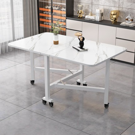 Wholesale Simple Modern Foldable Home Dining Table Kitchen Rectangular Table with Wheels Small Apartment Rental Simple