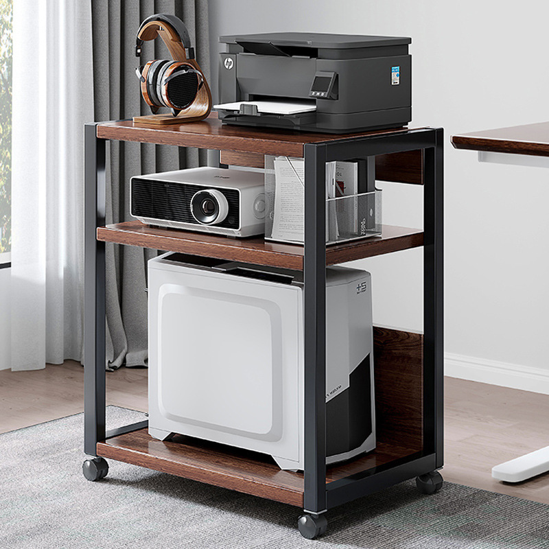Printer shelf floor-to-ceiling office multi-layer mobile storage wrought iron organizer workstation computer host bracket